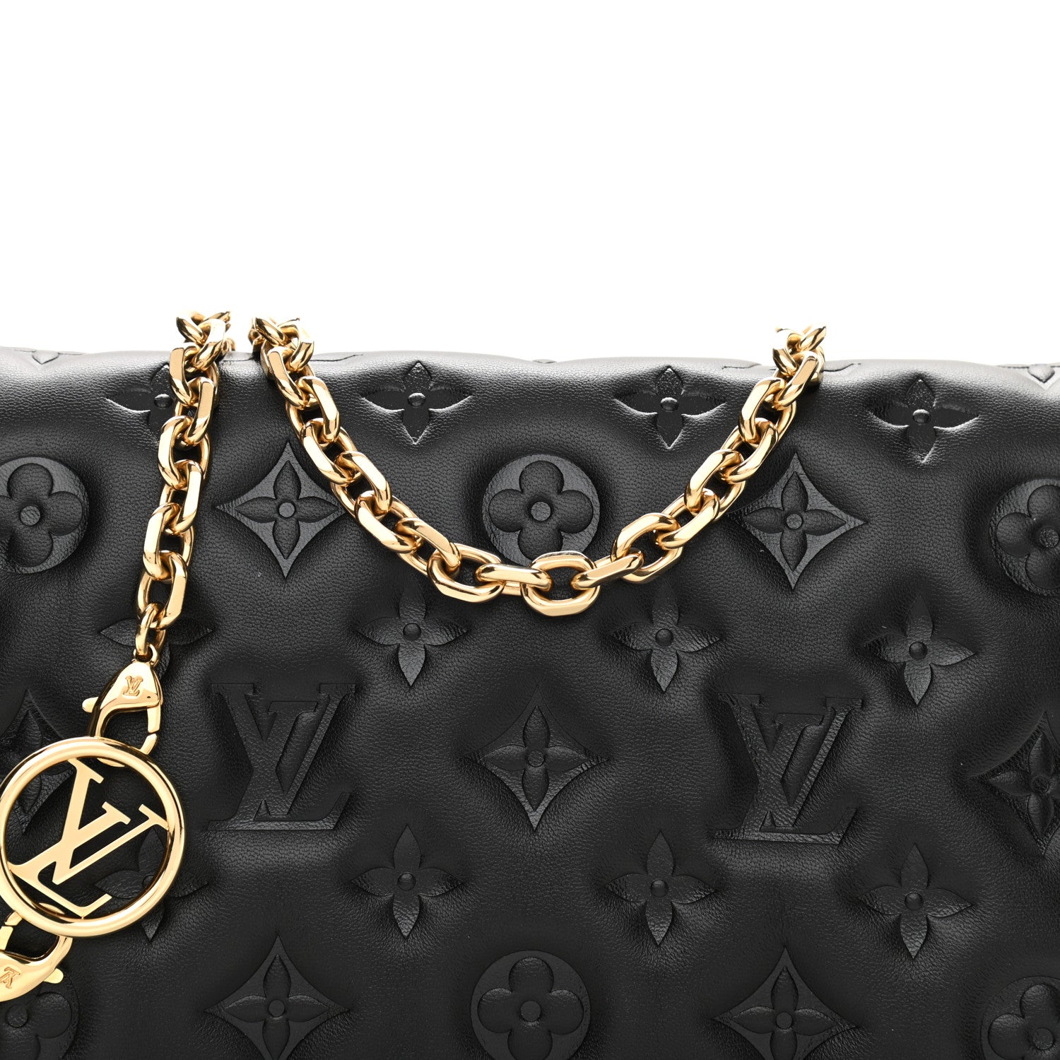Louis Vuitton Lambskin Embossed Monogram Pochette Coussin Black 6 of 9