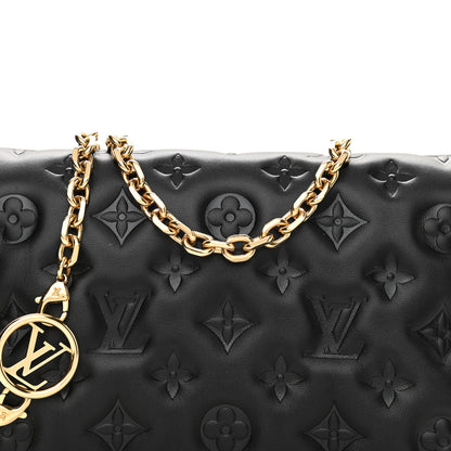 Louis Vuitton Lambskin Embossed Monogram Pochette Coussin Black 6 of 9