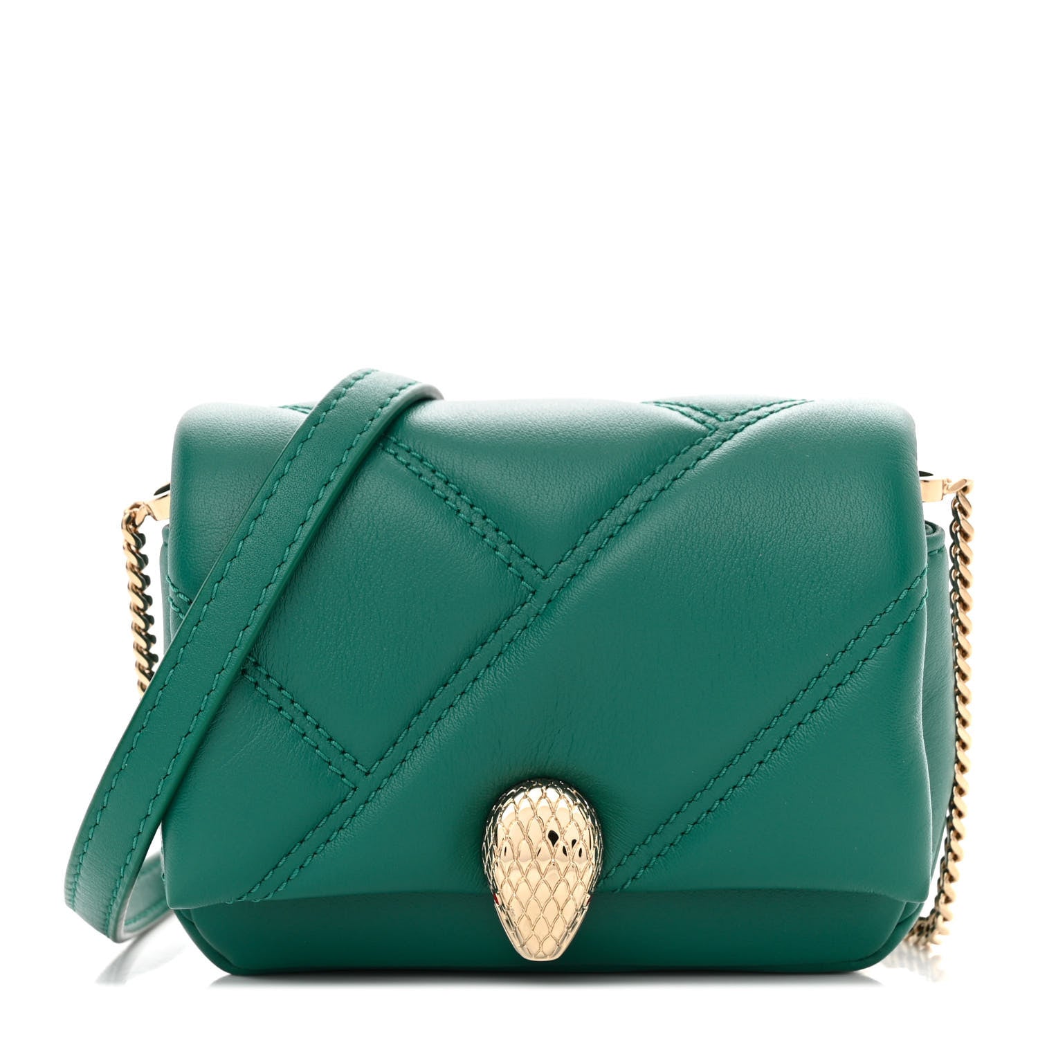 Bulgari Metallic Calfskin Serpenti Cabochon Micro Bag Emerald Green 1 of 10