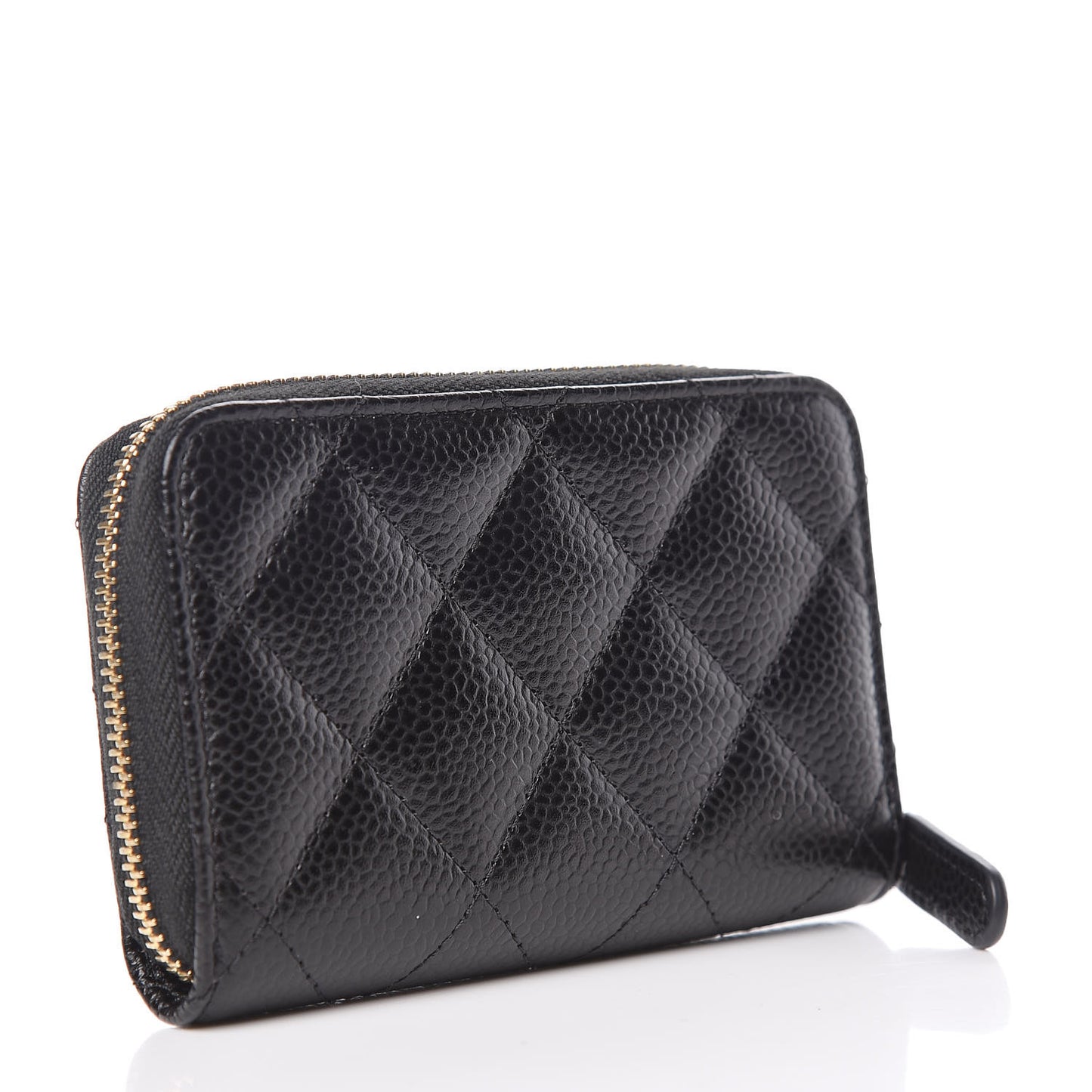 Caviar Quilted Zip Coin Purse Black
