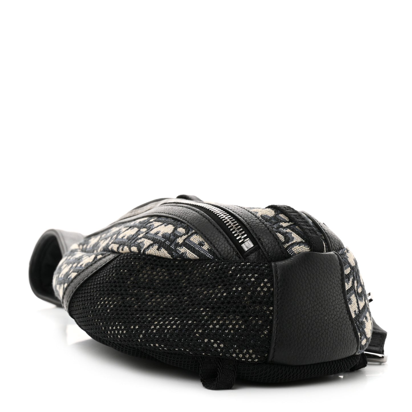 Grained Calfskin Oblique Scarab Sling Bag Blue Black