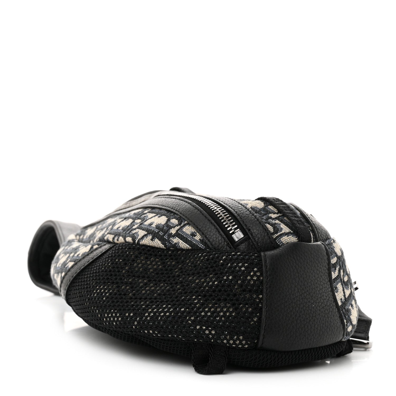 Christian Dior Grained Calfskin Oblique Scarab Sling Bag Blue Black 4 of 9