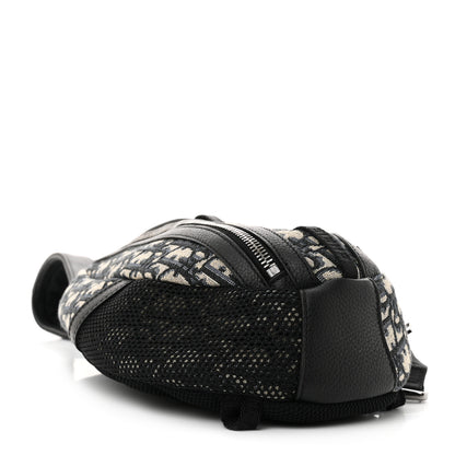 Christian Dior Grained Calfskin Oblique Scarab Sling Bag Blue Black 4 of 9