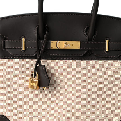Hermes Toile H Swift Birkin 30  Ecru Bai Brun 7 of 12
