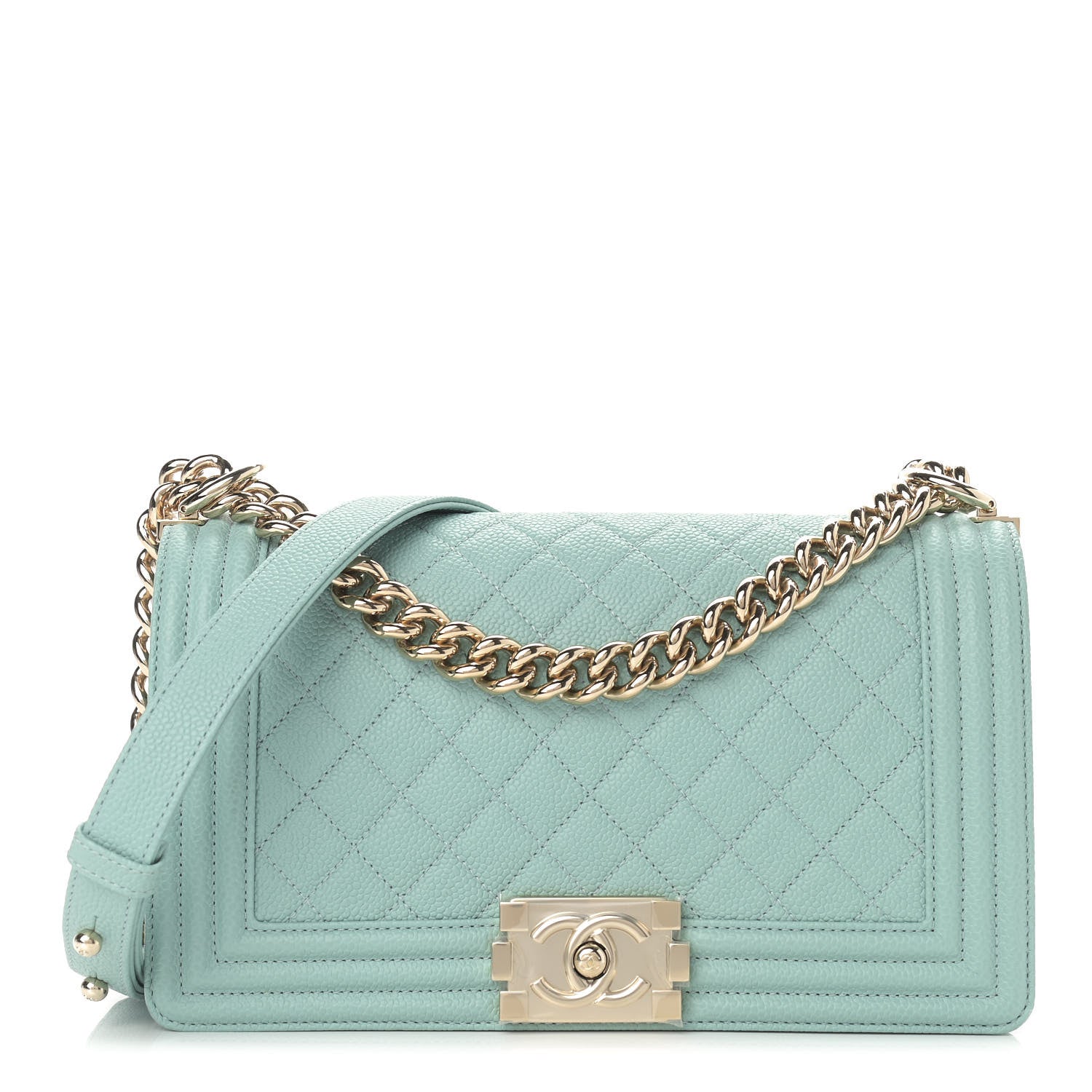 Chanel Caviar Quilted Medium Boy Flap Light Blue 1 of 8