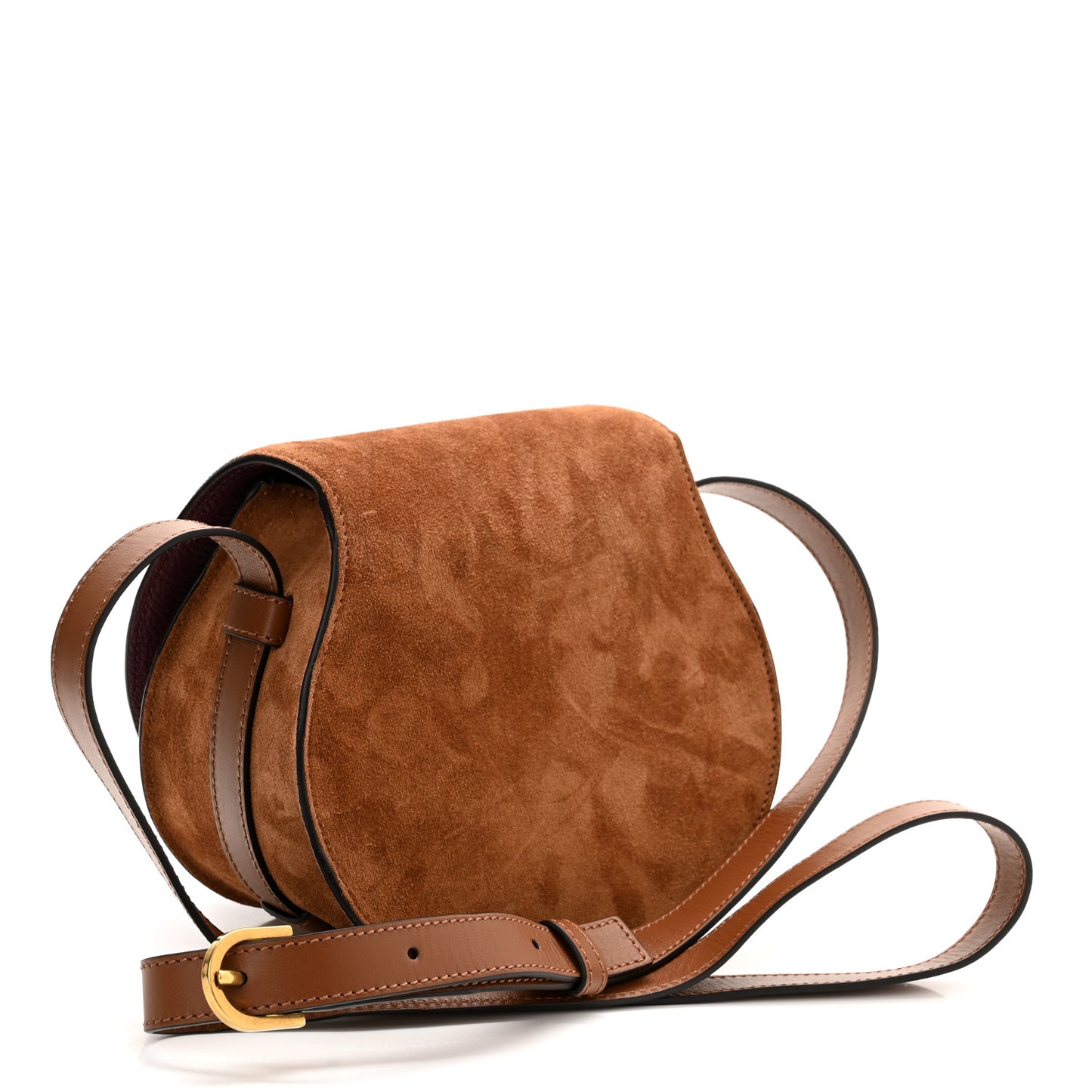 Suede Calfskin Mini Marcie Round Crossbody Bag Tan