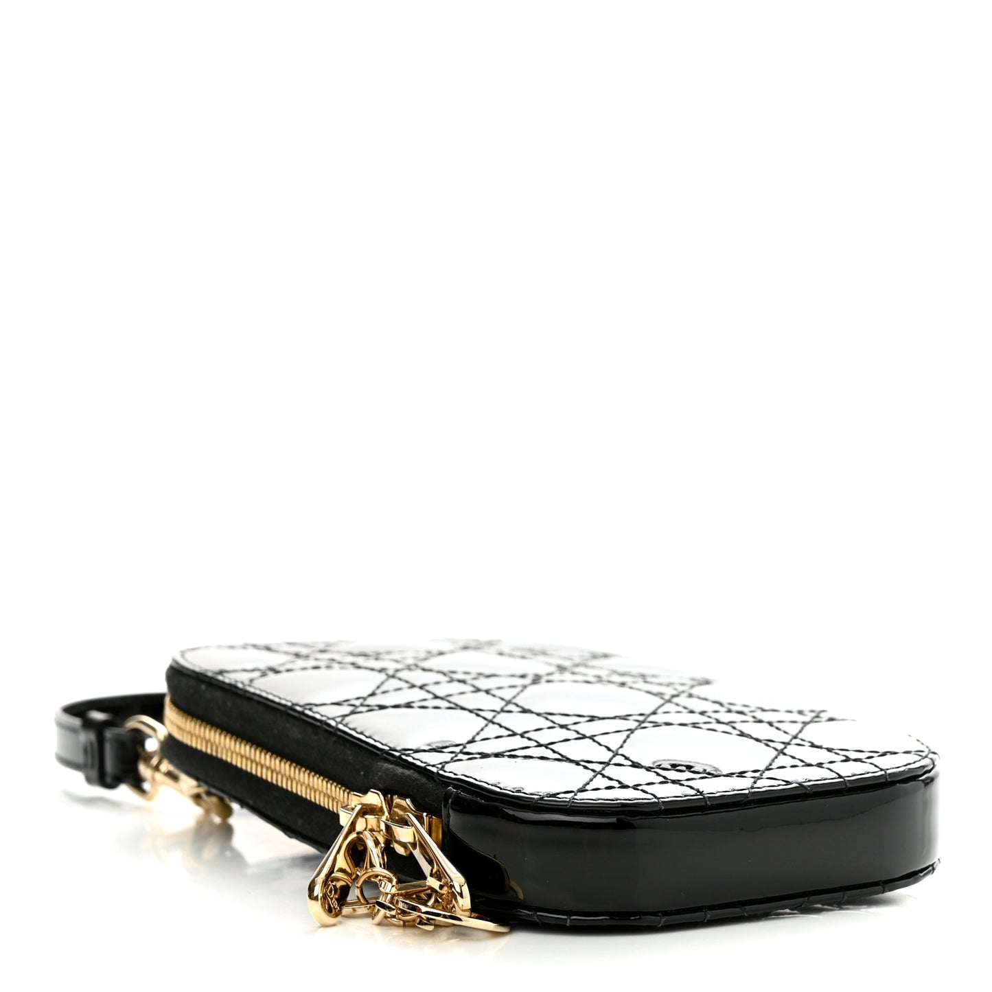 Patent Cannage Lady Dior Phone Holder Black
