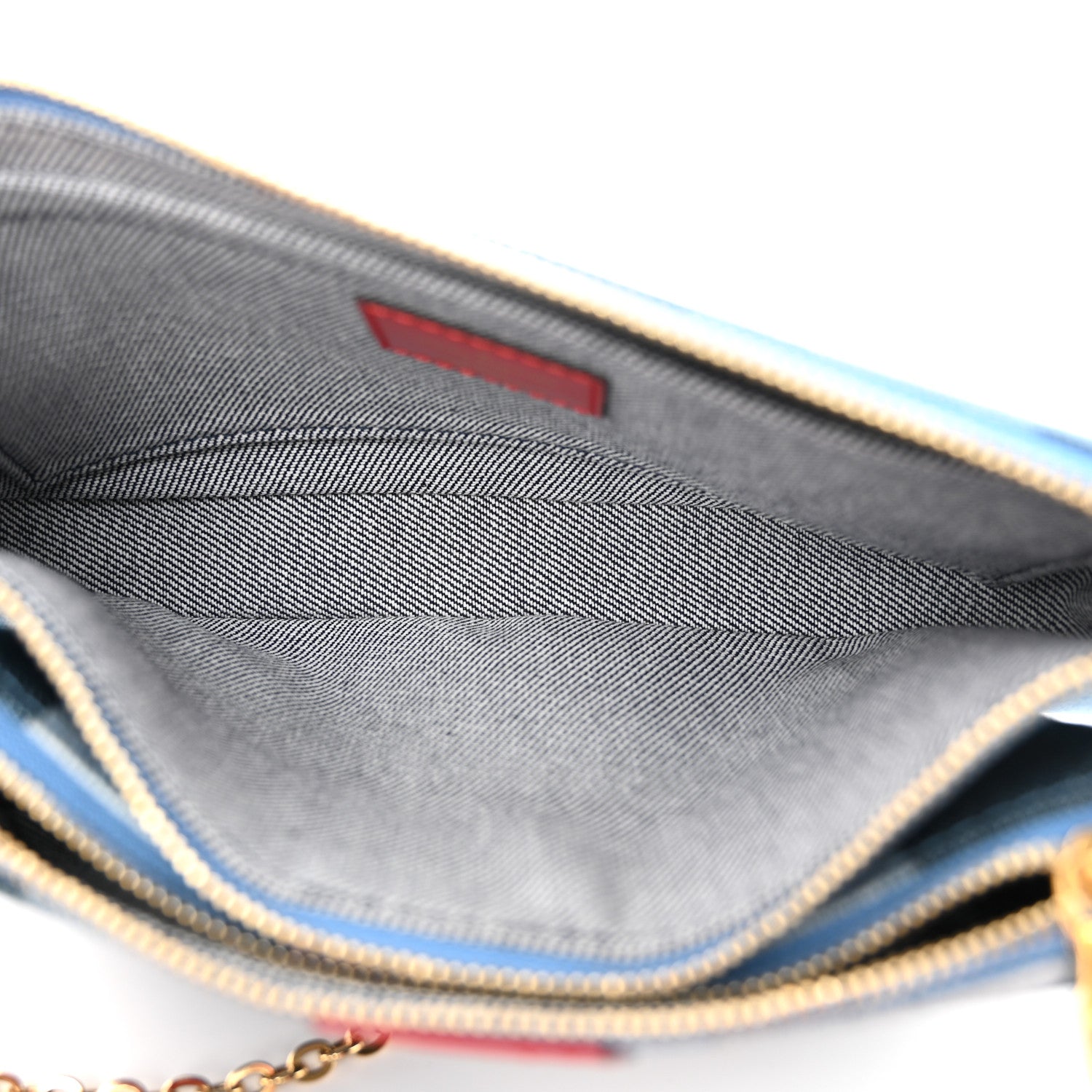 Louis Vuitton Denim Damier Monogram Patchwork Multi Pochette Accessories Blue Rouge 6 of 12