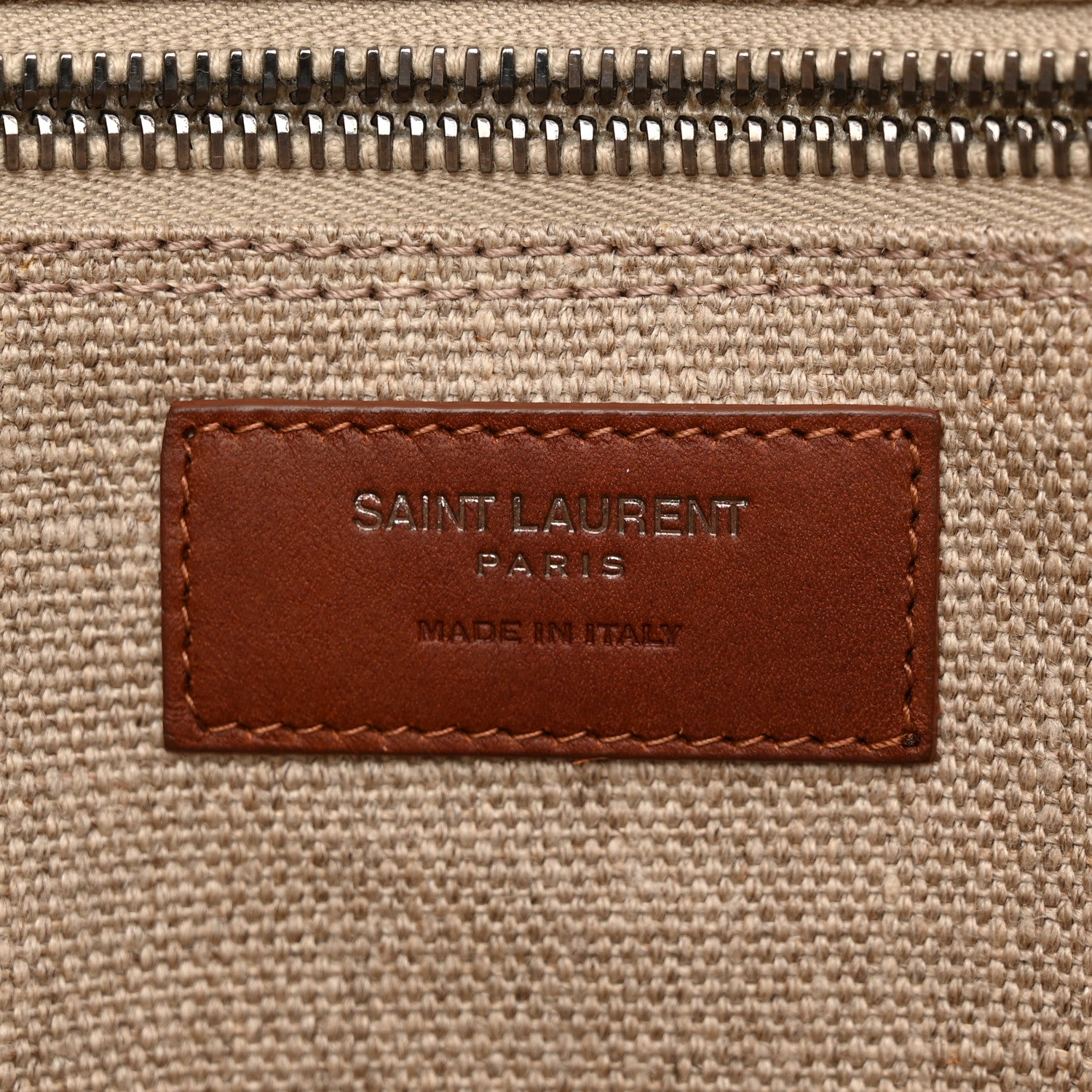 Saint Laurent Linen Calfskin Rive Gauche Tote Brown 6 of 11