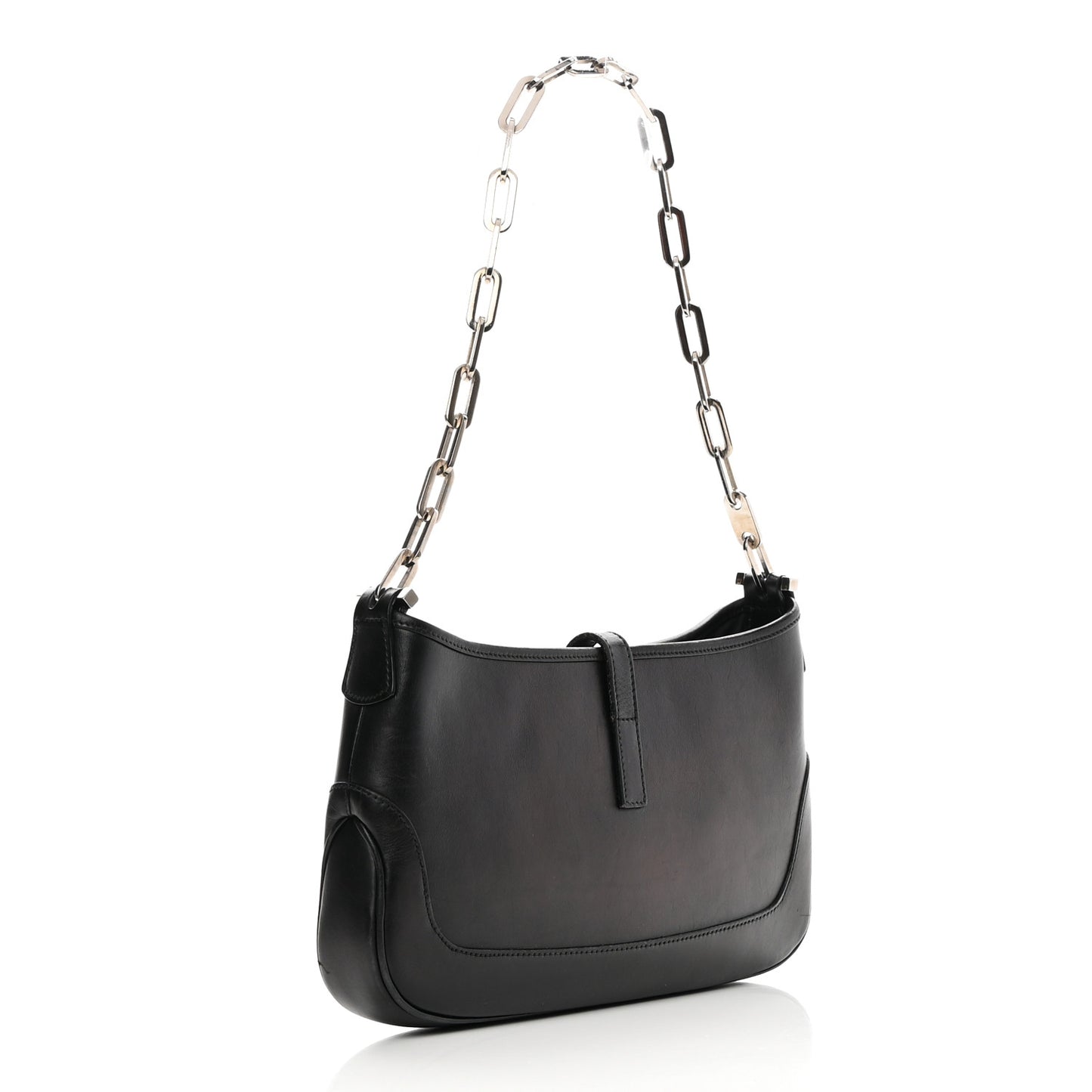 Calfskin Jackie O Chain Hobo Tan Black
