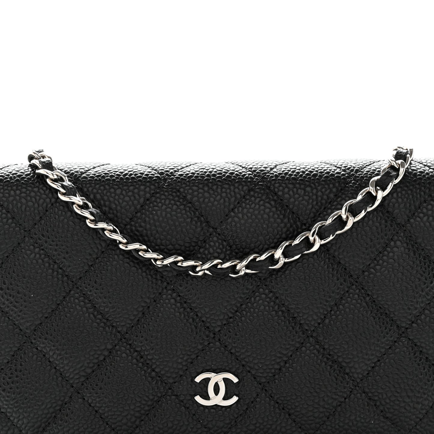 Caviar Quilted Wallet on Chain WOC Black