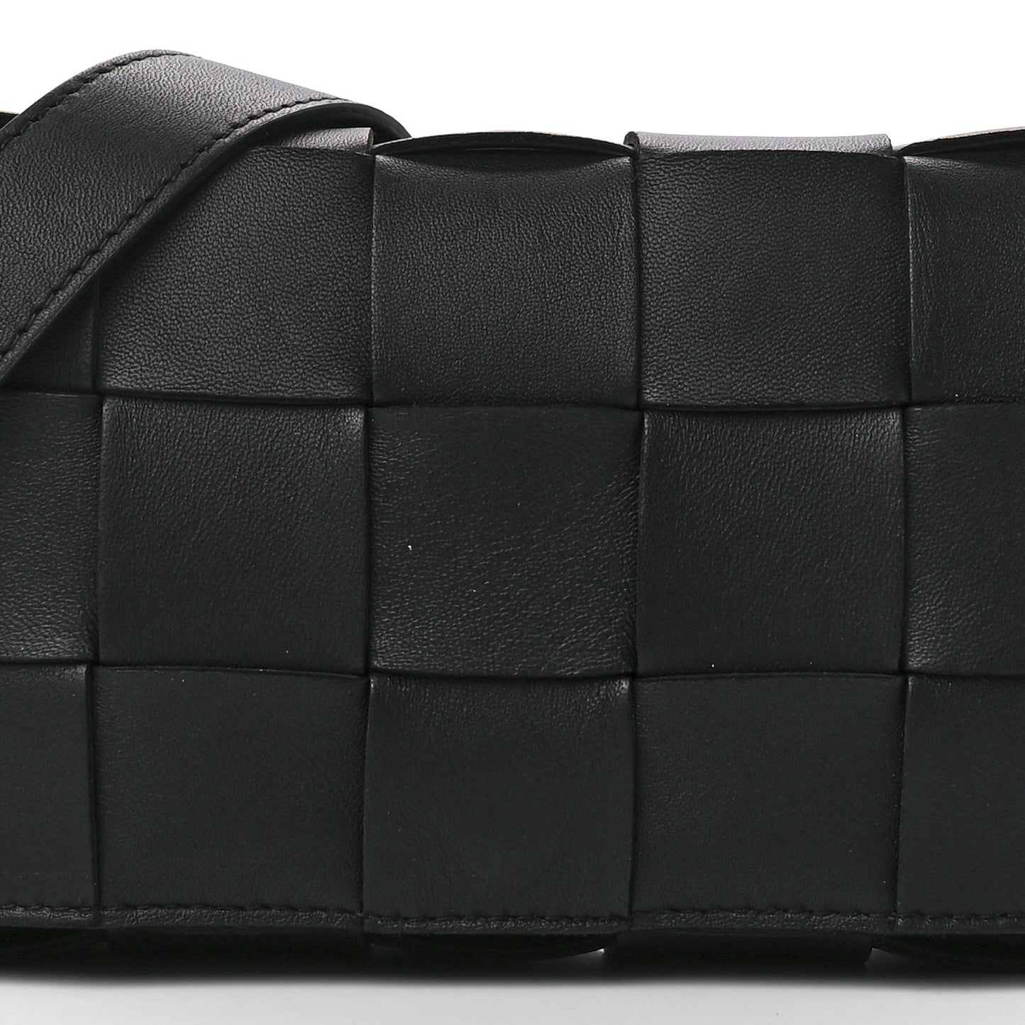 Lambskin Maxi Intreccio Small Cassette Crossbody Bag Black