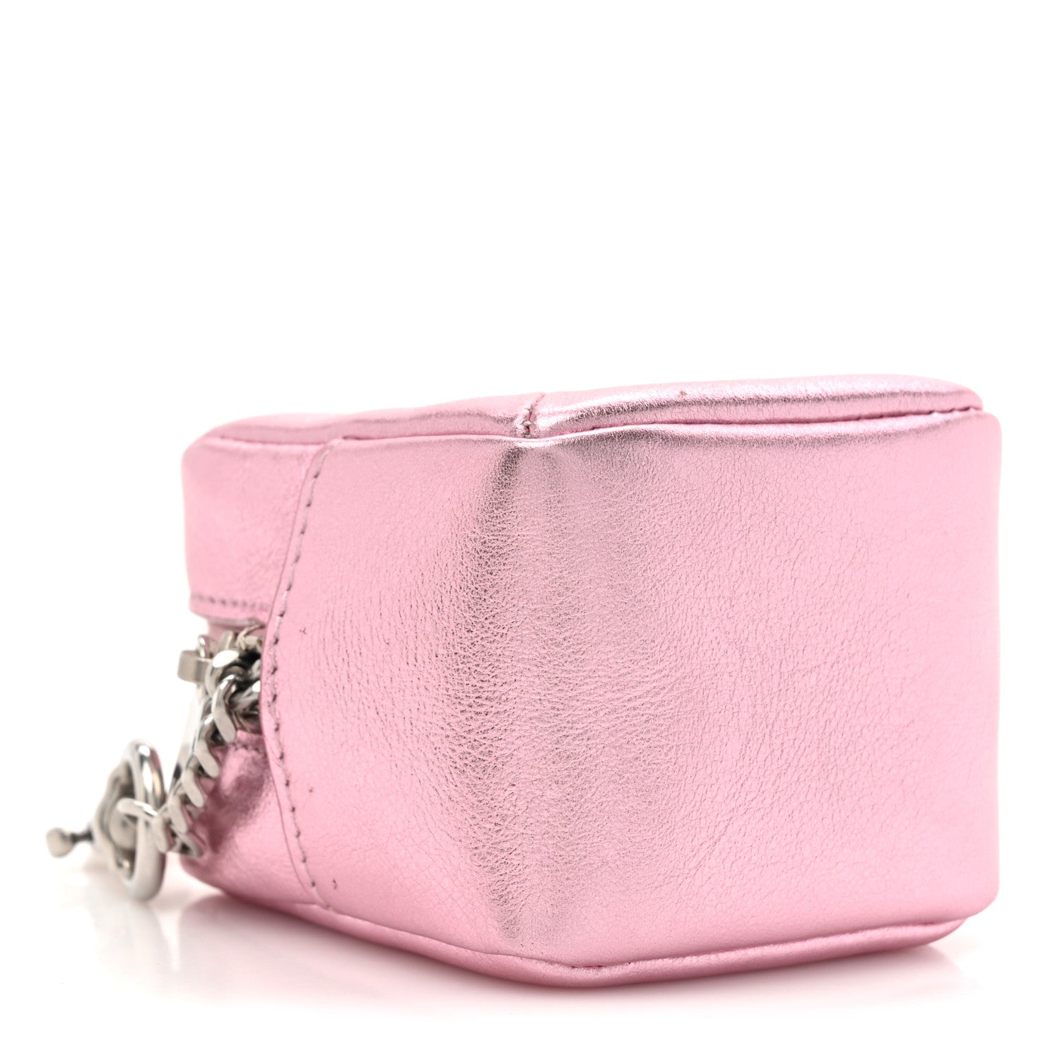 Saint Laurent Crinkled Lame Calfskin Jaime Cube Charm Keychain Violet 4 of 7