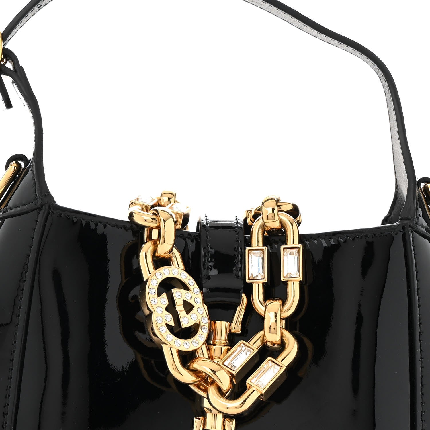 Gucci Patent Mini Jackie 1961 Crystal Hobo Black 7 of 12