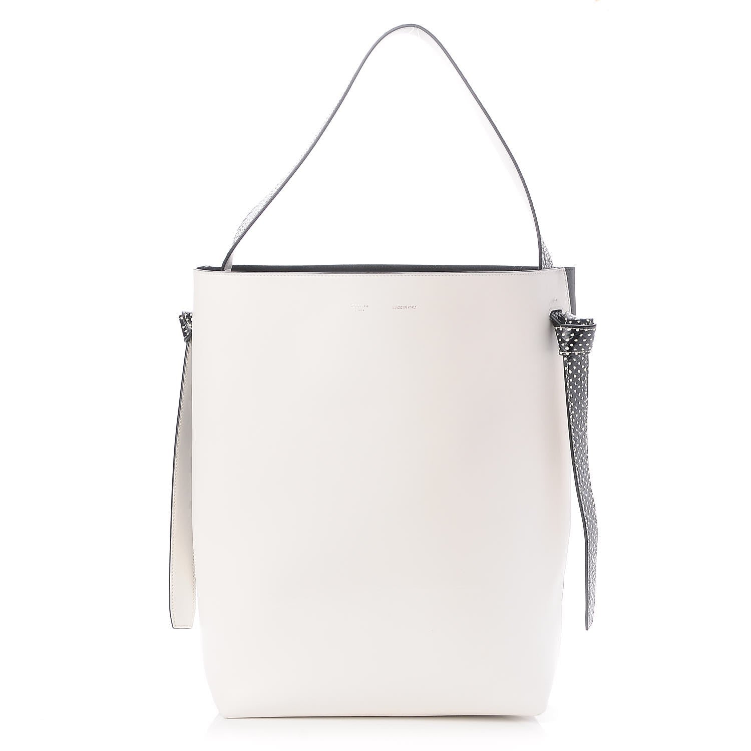 Celine Shiny Smooth Calfskin Small Twisted Cabas White Black 1 of 7