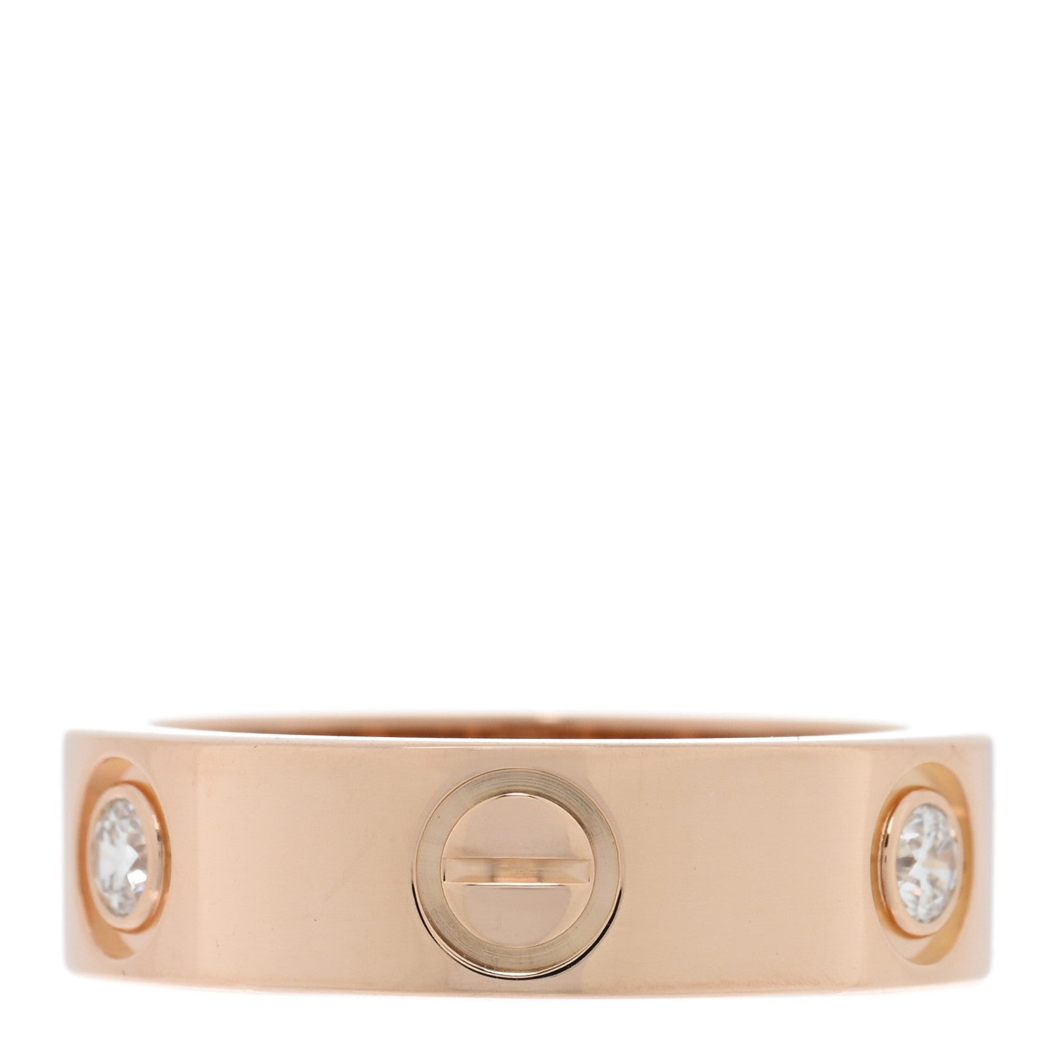 Cartier 18K Pink Gold 3 Diamond 5.5mm LOVE Ring 50 5.25 3 of 4