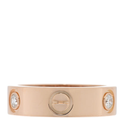 Cartier 18K Pink Gold 3 Diamond 5.5mm LOVE Ring 50 5.25 3 of 4