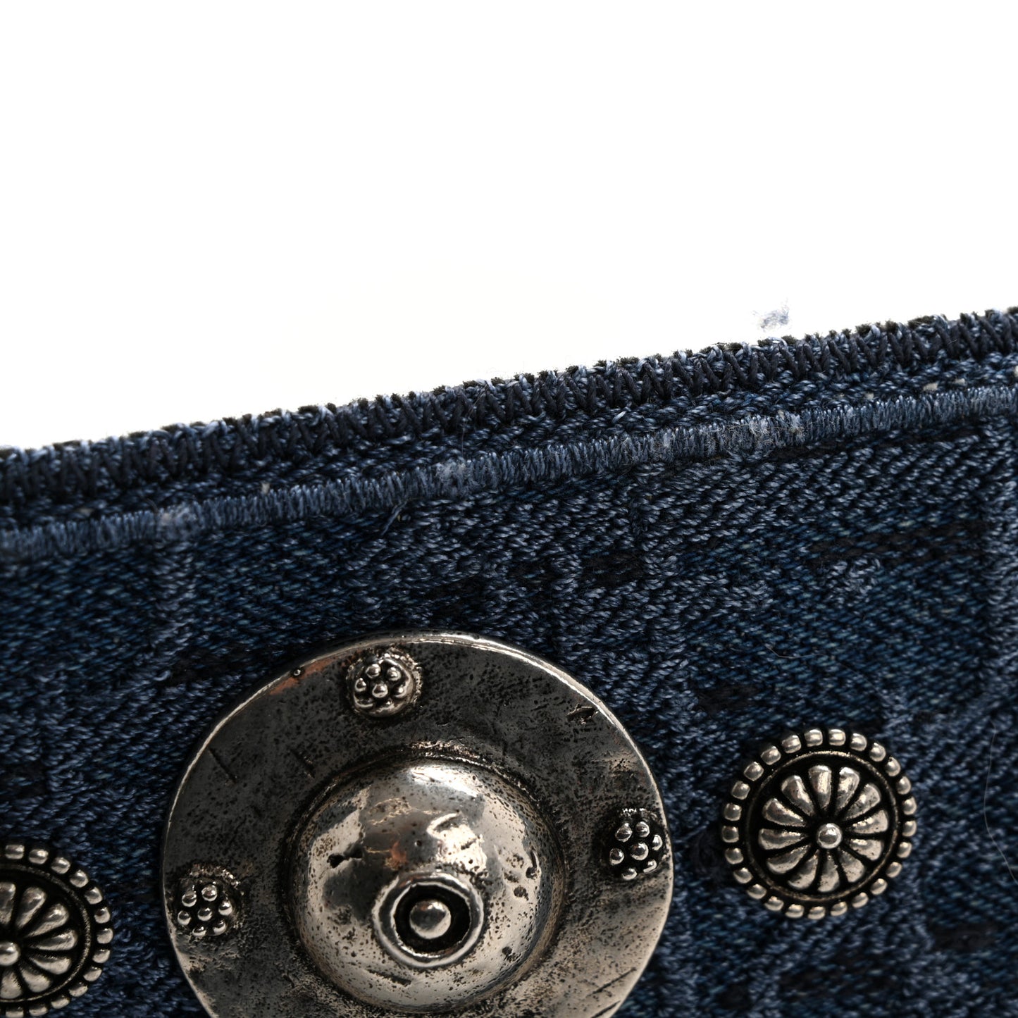 Oblique Denim Studded Shoulder Strap Blue