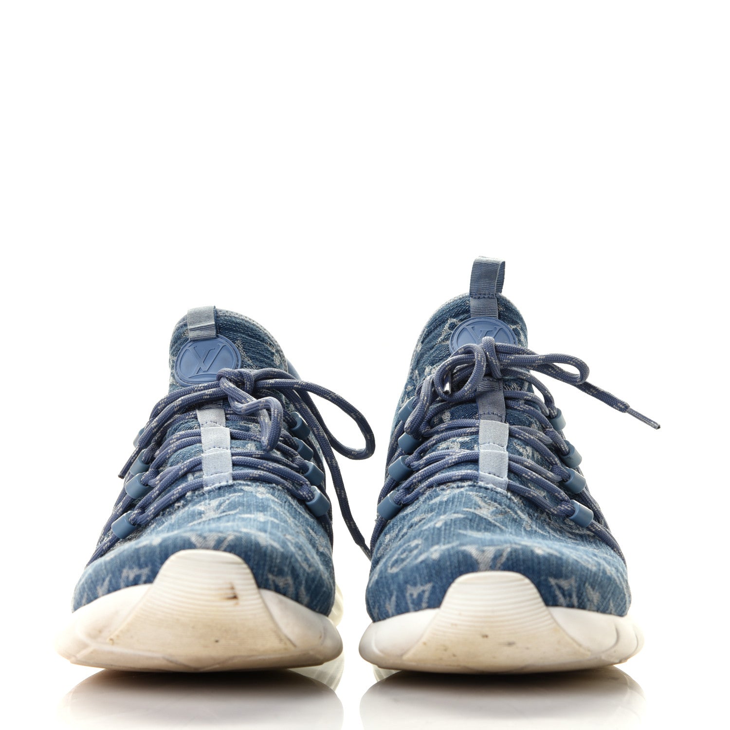 Louis Vuitton Denim Rubber Monogram Fastlane Low Sneakers 11 Navy 2 of 12
