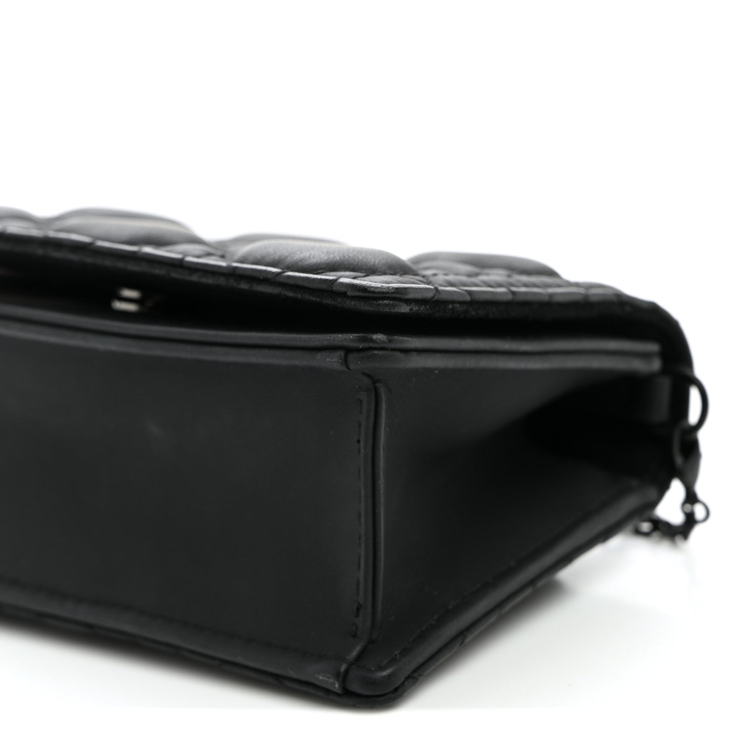 Ultra Matte Calfskin Cannage Nano Lady Dior Pouch Black
