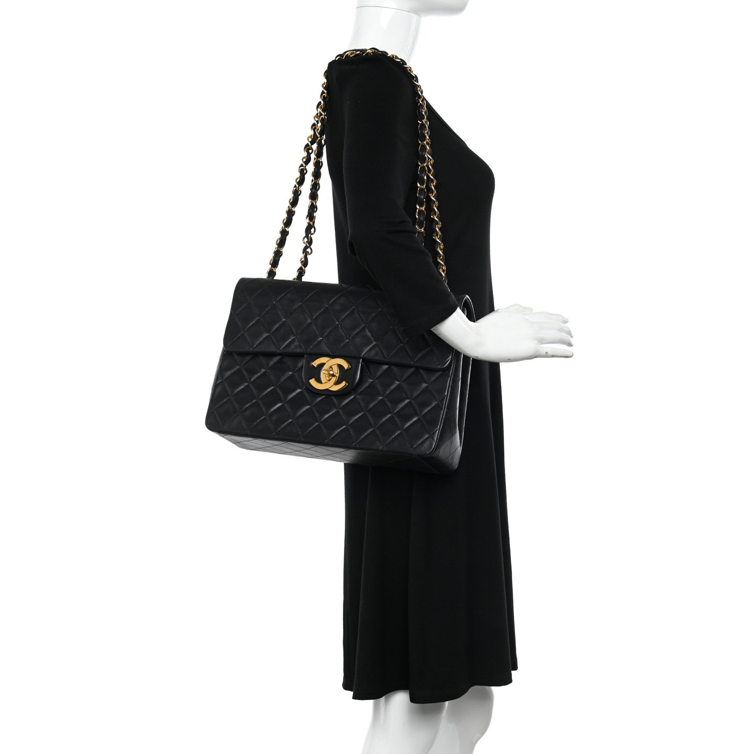 Chanel Lambskin Quilted XL Jumbo Single Flap Black 2 of 11