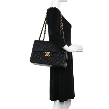 Chanel Lambskin Quilted XL Jumbo Single Flap Black 2 of 11
