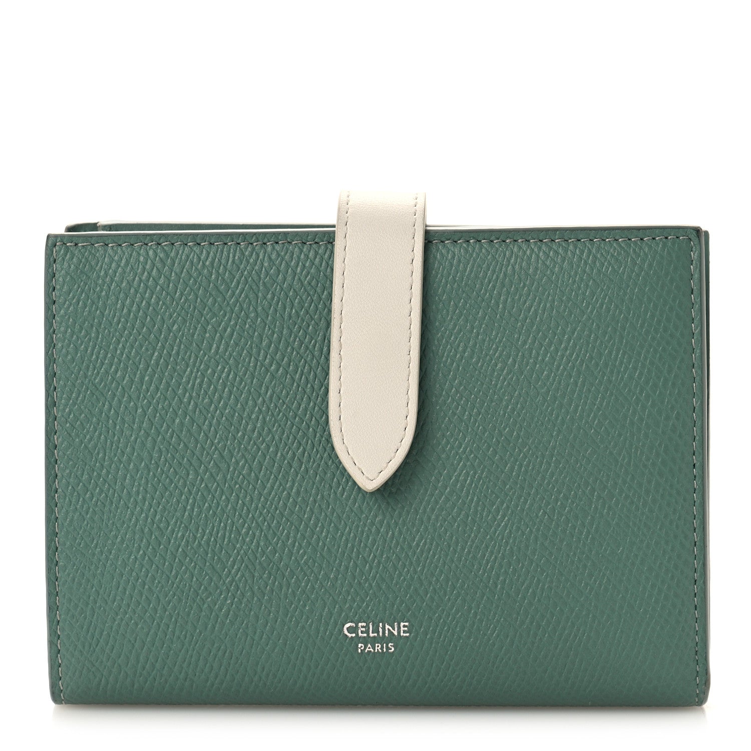 Celine Grained Calfskin Medium Multifunction Strap Wallet Green 1 of 7