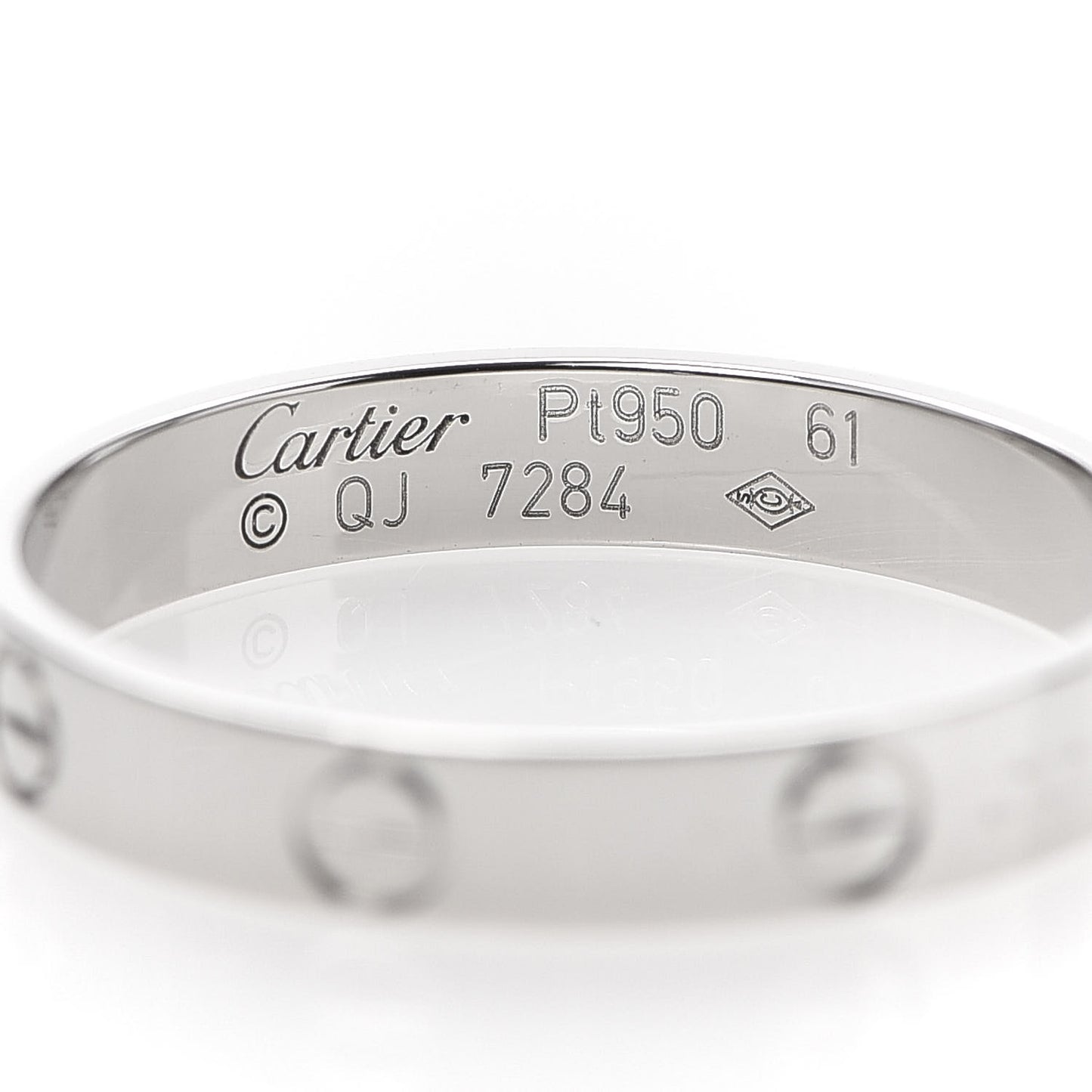 Platinum 3.5mm LOVE Wedding Band Ring 61 9.5