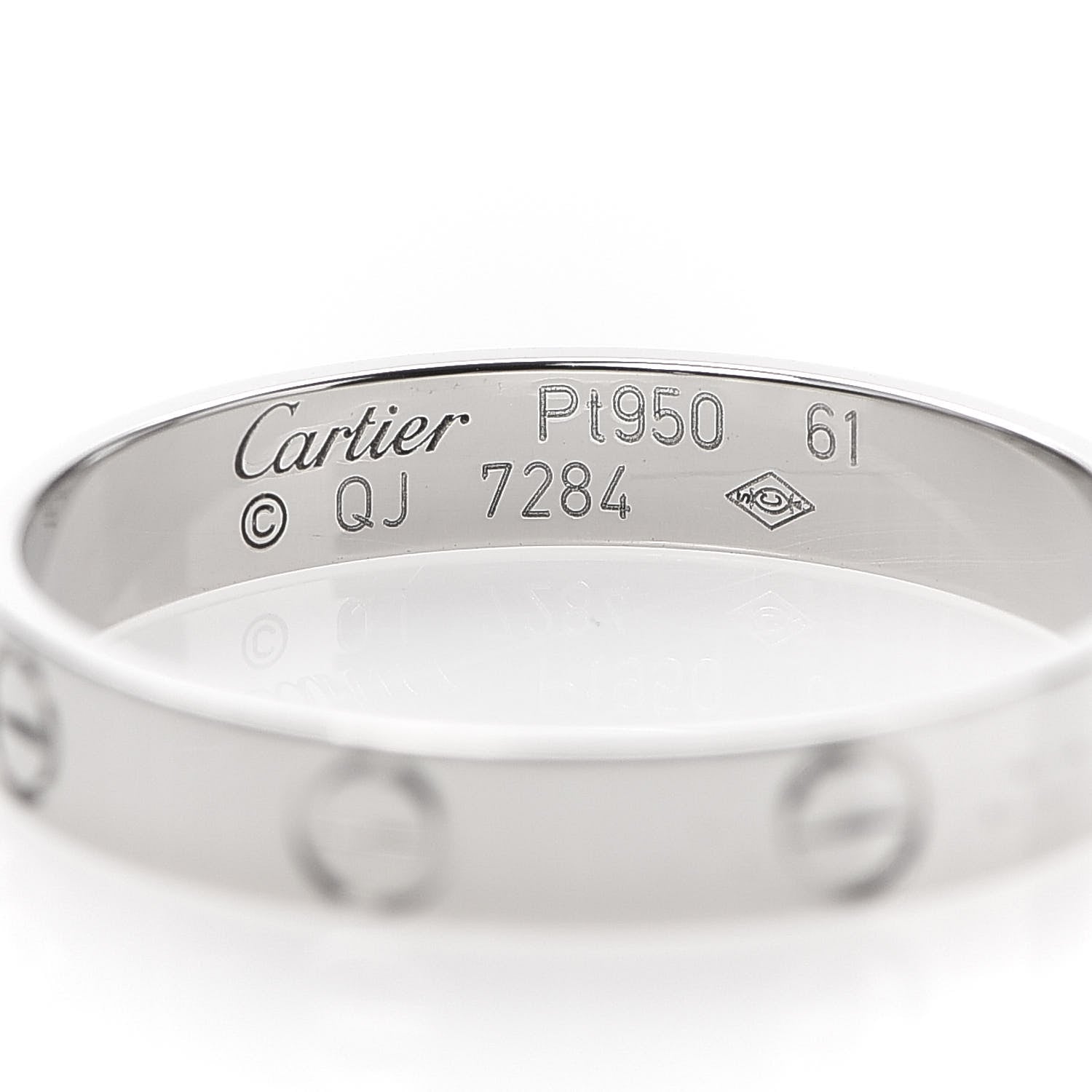 Cartier Platinum 3.5mm LOVE Wedding Band Ring 61 9.5 4 of 4