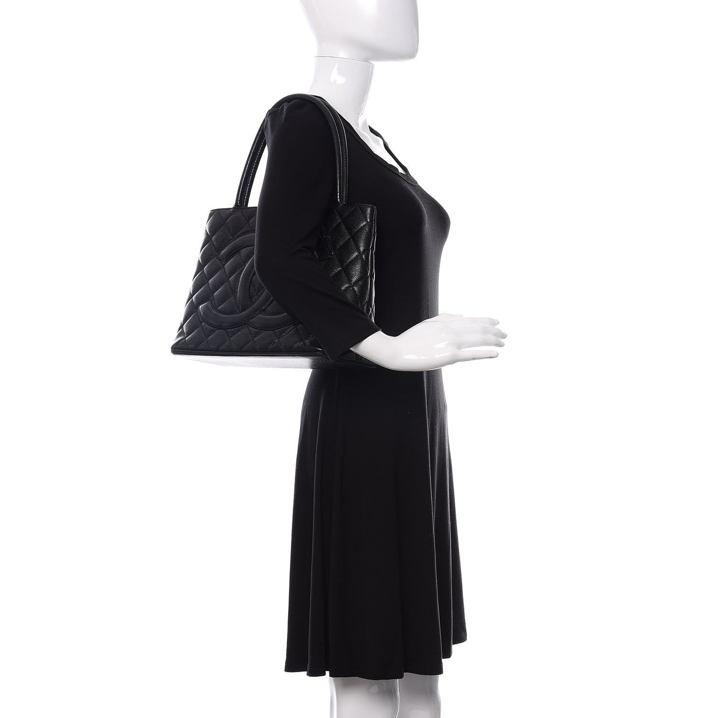 Caviar Quilted Medallion Tote Black