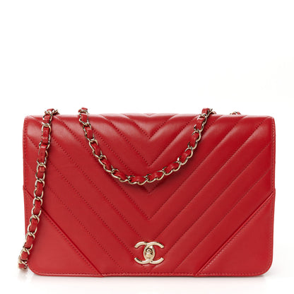 Chanel Calfskin Chevron Quilted Large Statement Flap Red 1 of 11