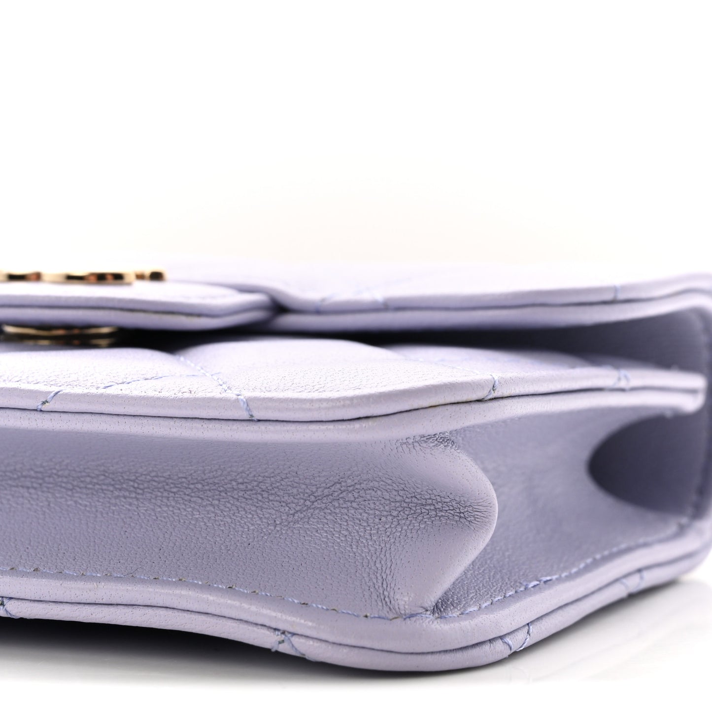 Lambskin Quilted Top Handle Flap Coin Purse With Chain Light Purple