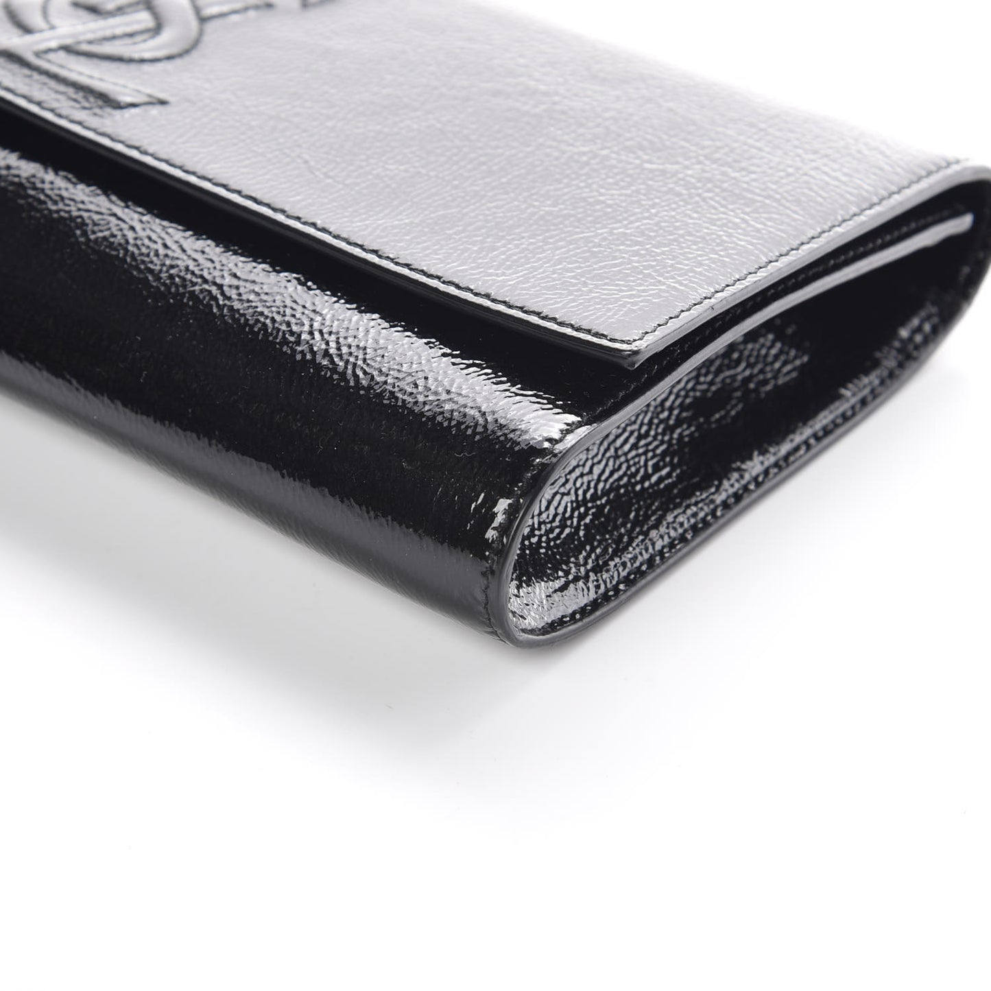 Textured Patent Monogram Large Belle De Jour Clutch Black