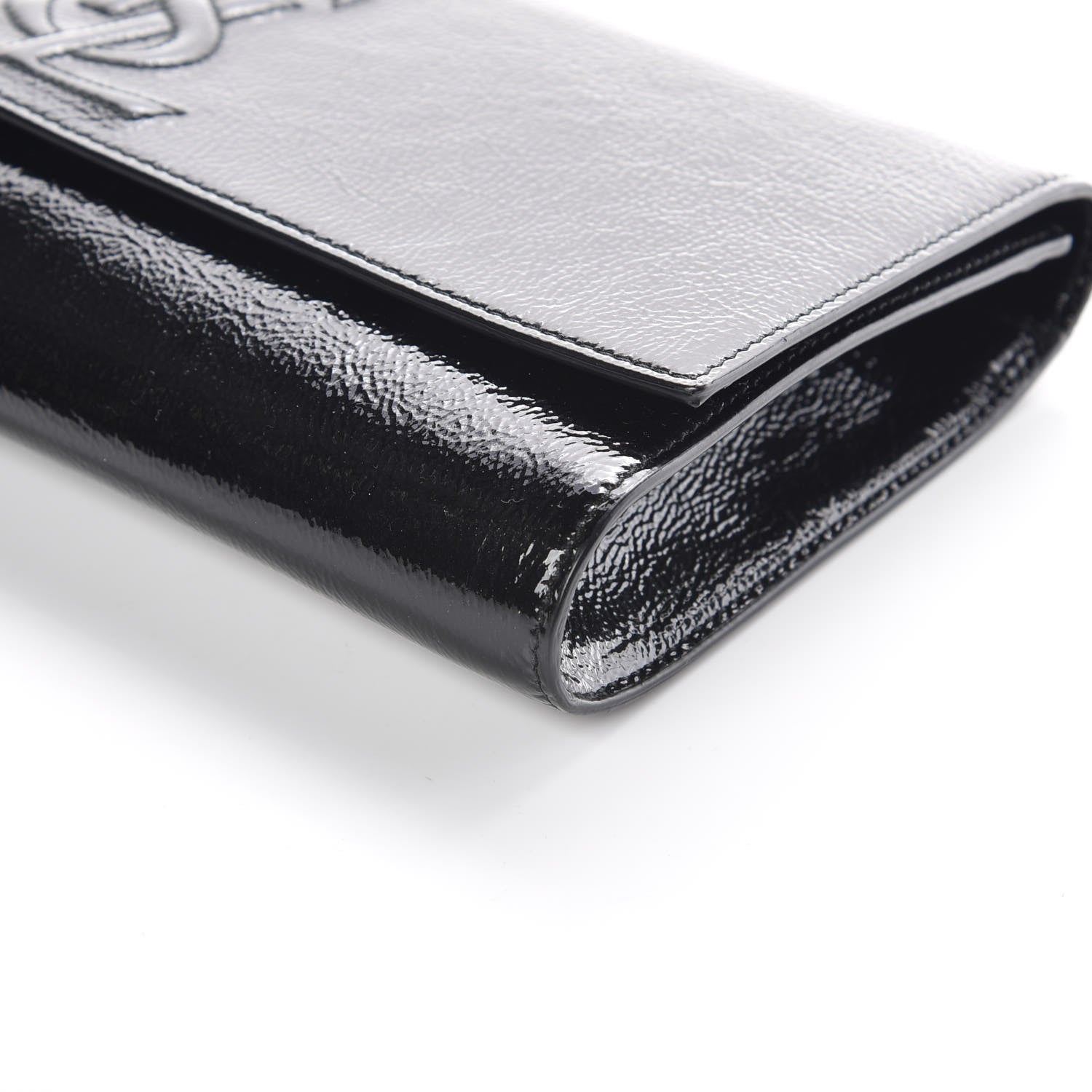 Saint Laurent Textured Patent Monogram Large Belle De Jour Clutch Black 8 of 8