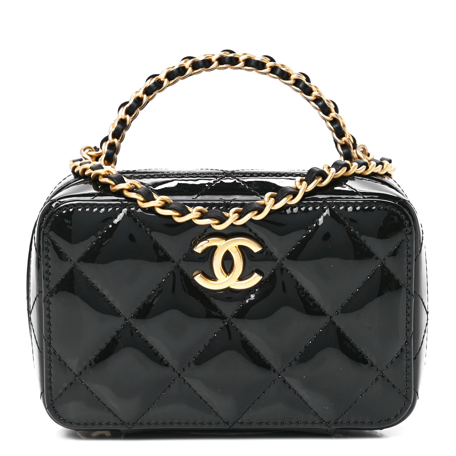 Chanel Patent Quilted Mini Pick Me Up Vanity Case Black 1 of 11