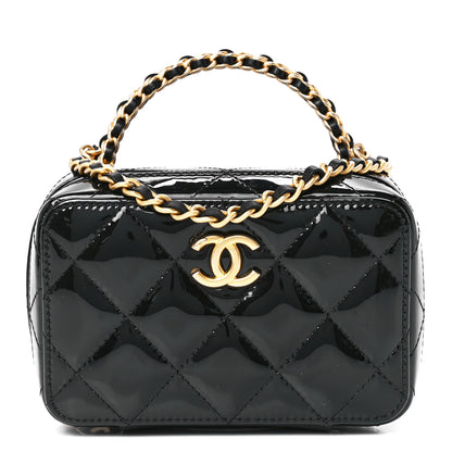 Chanel Patent Quilted Mini Pick Me Up Vanity Case Black 1 of 11
