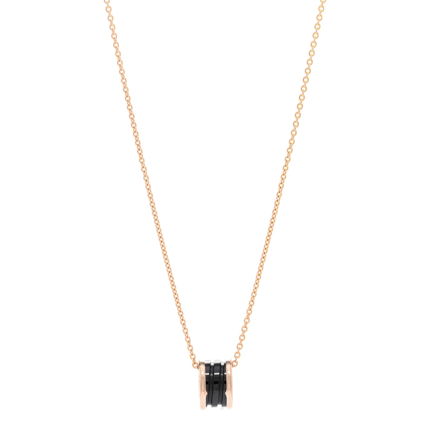 Bulgari 18K Rose Gold Black Ceramic B.Zero1 Pendant Necklace 1 of 4