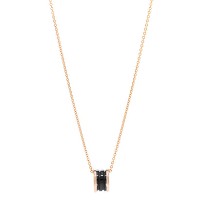 Bulgari 18K Rose Gold Black Ceramic B.Zero1 Pendant Necklace 1 of 4