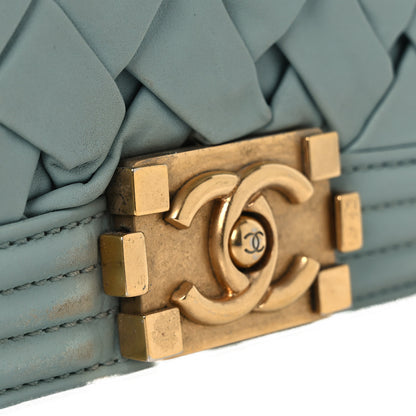 Chanel Lambskin Woven Mini Chateau Boy Flap Light Blue 11 of 13