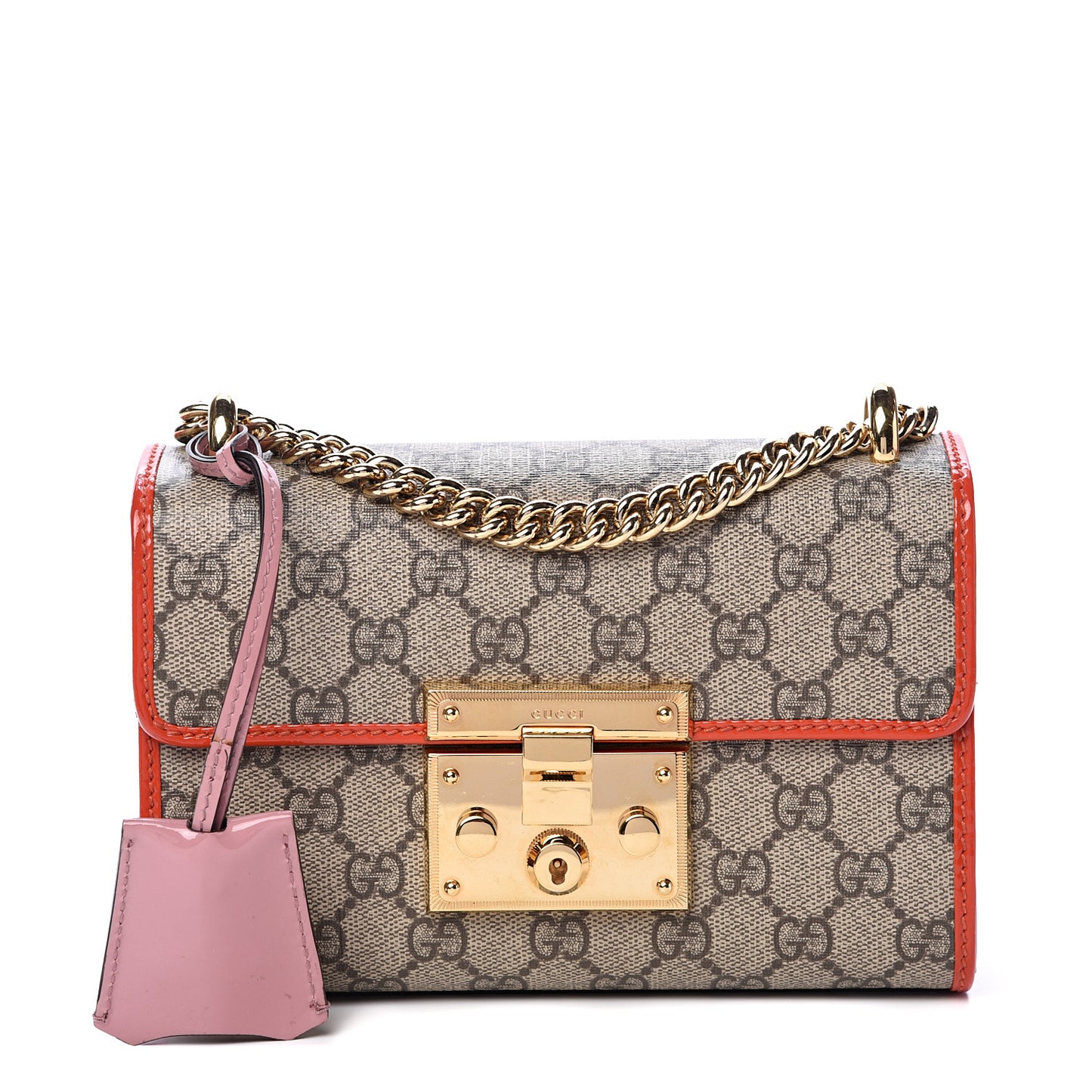 GG Supreme Monogram Patent Small Padlock Shoulder Bag Multicolor
