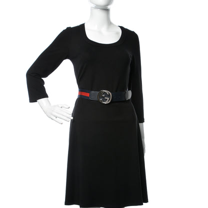 Gucci Canvas Web Interlocking G Belt 85 34 Navy 2 of 6