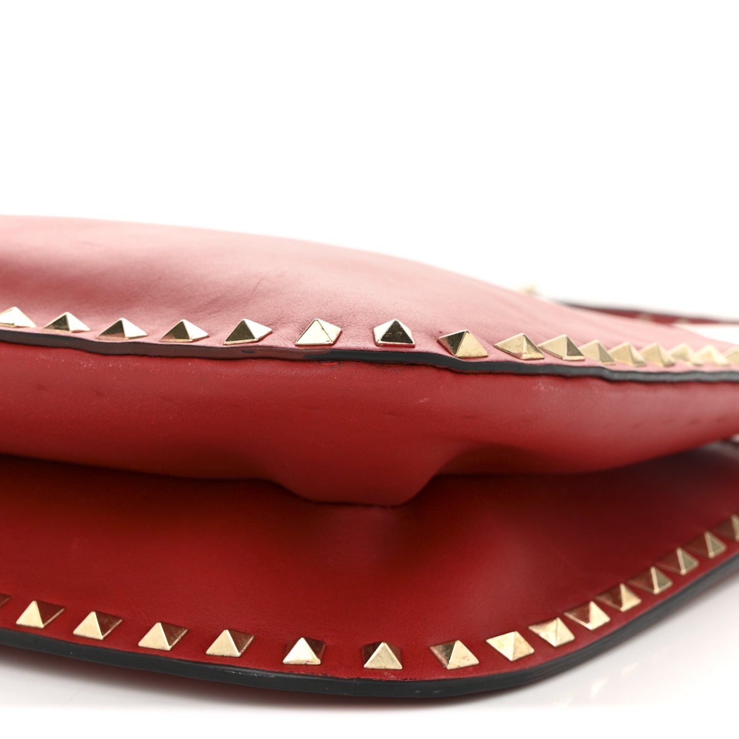 Vitello Rockstud Flip-Lock Bag Red