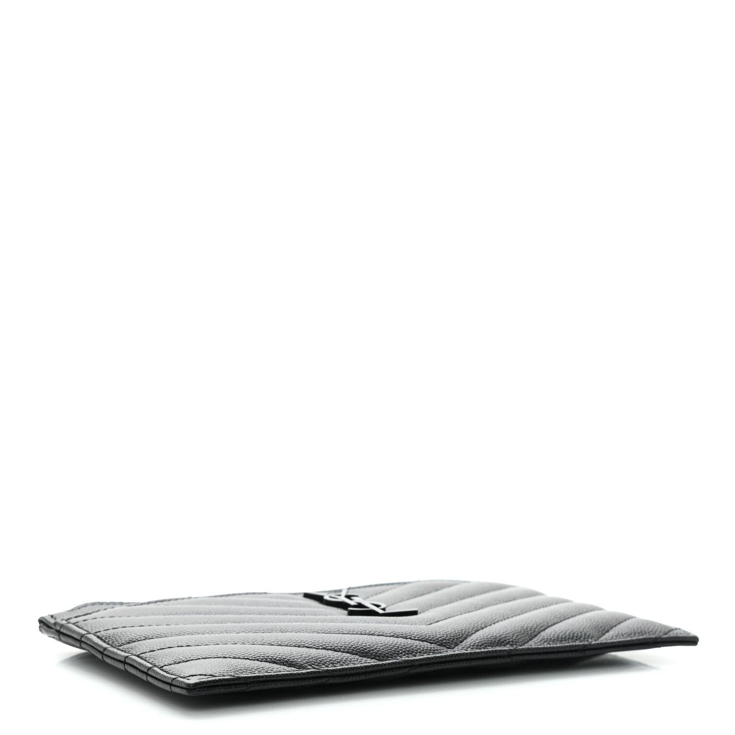 Saint Laurent Grain De Poudre Chevron Monogram Bill Pouch Black 4 of 10
