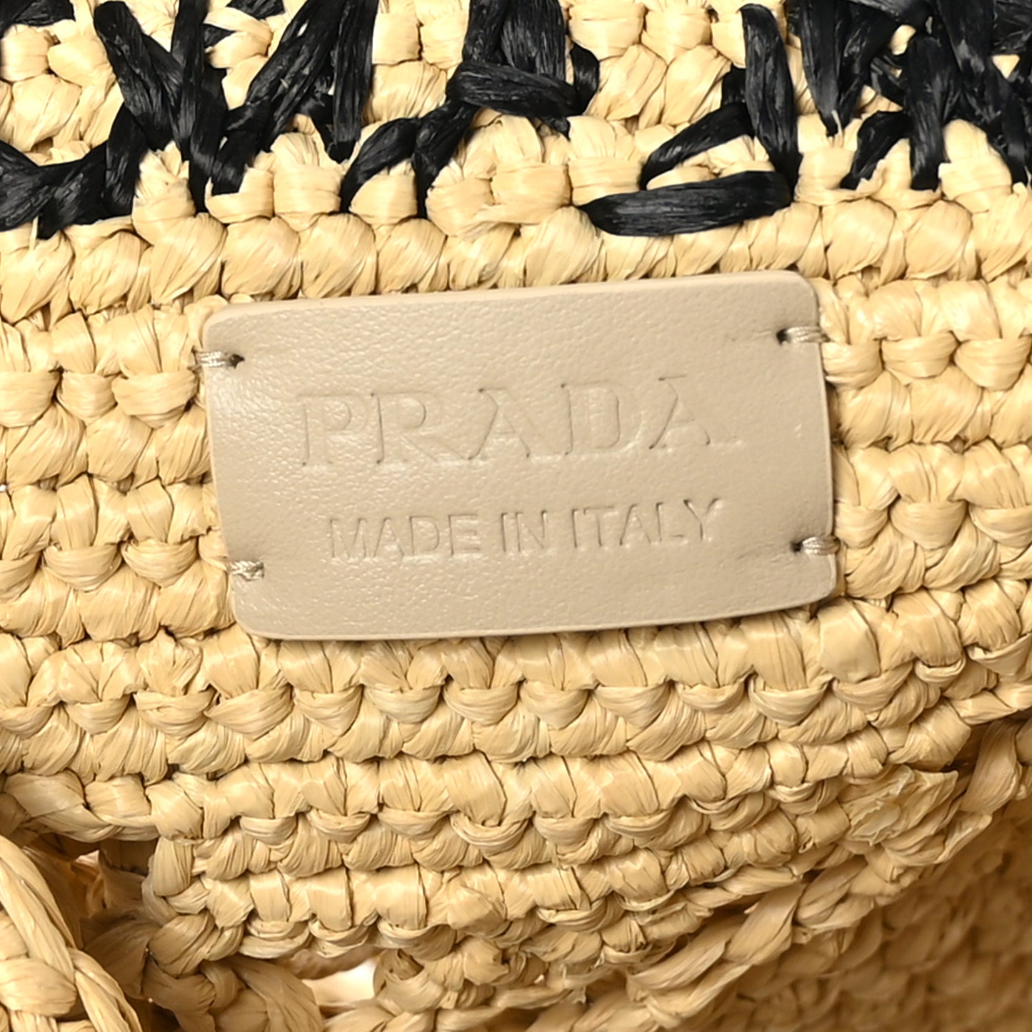 Yarn Raffia Effect Crochet Logo Embroidered Shopping Tote Bag Naturale