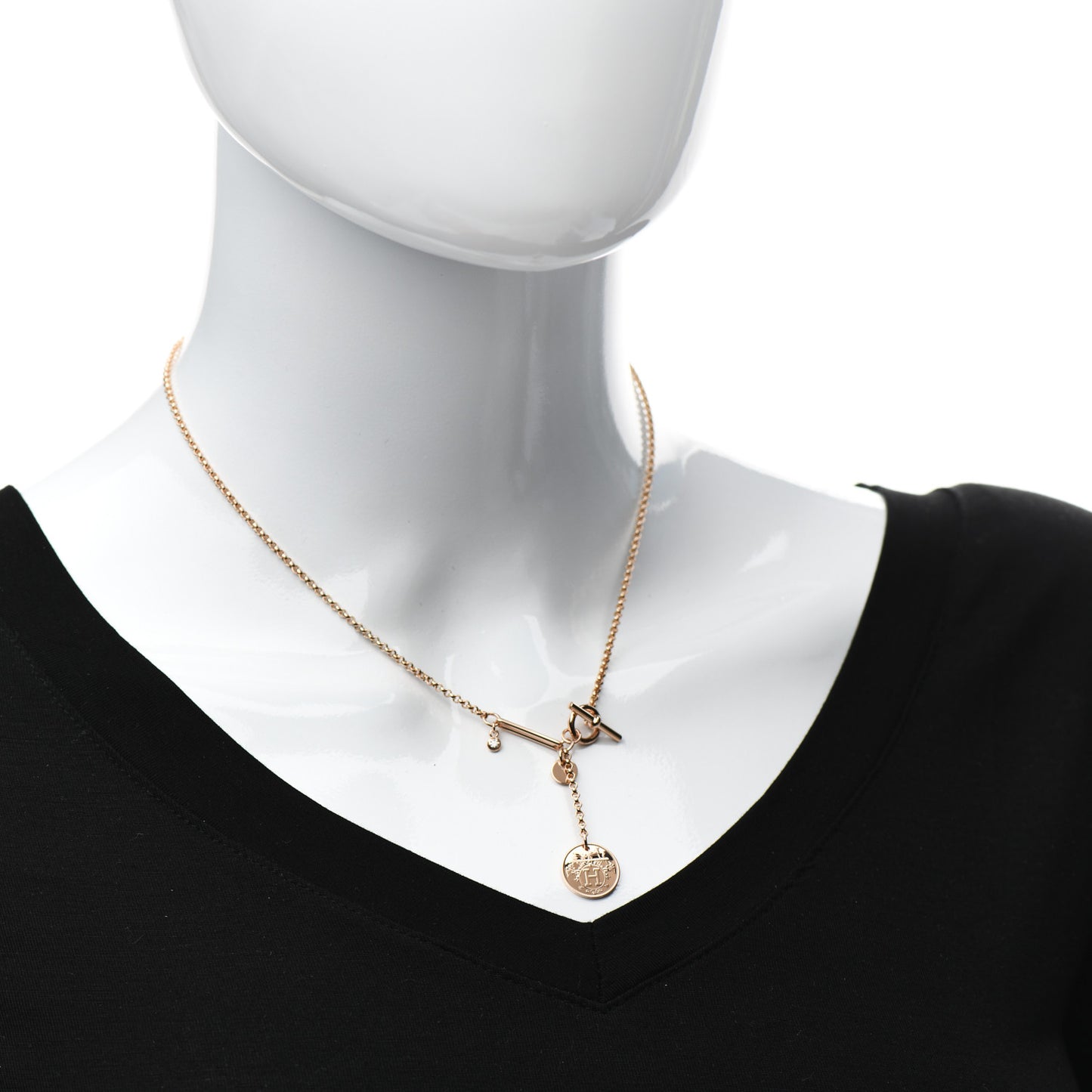 18K Rose Gold Diamond PM Ex-Libris Pendant Necklace