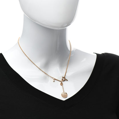 Hermes 18K Rose Gold Diamond PM Ex-Libris Pendant Necklace 2 of 5