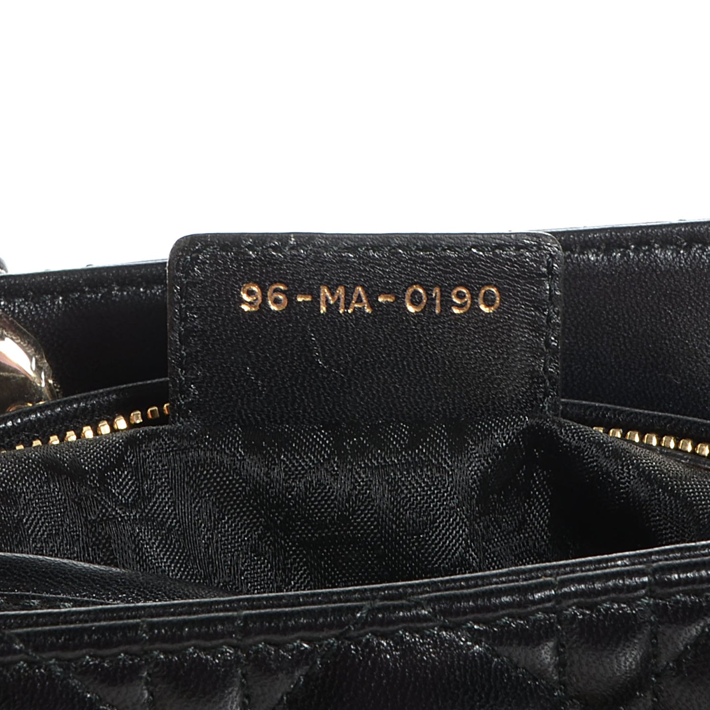 Lambskin Cannage Medium Pearl Lady Dior Black