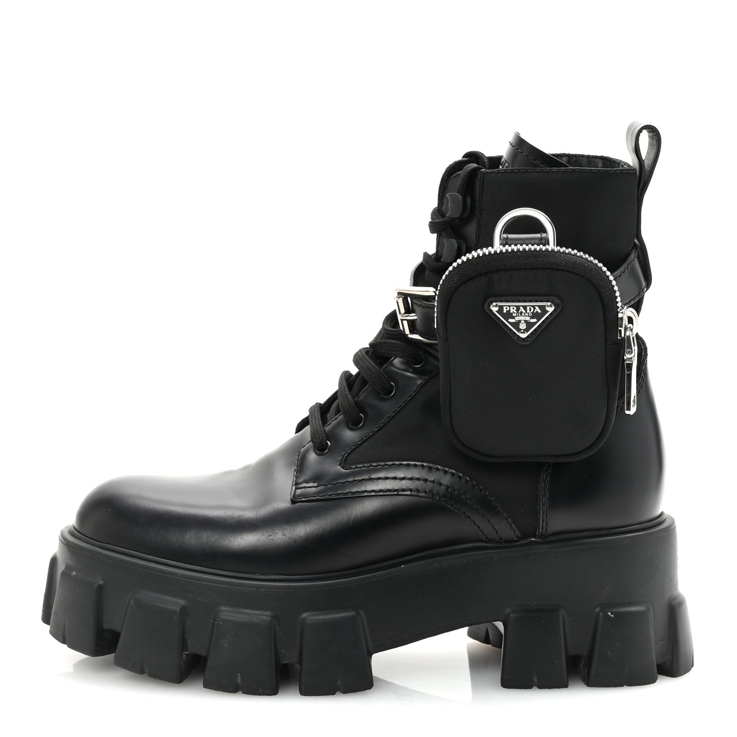 Spazzolato Rois Nylon Metal Triangle Logo Monolith Pouch Pocket 55mm Boots 38 Black