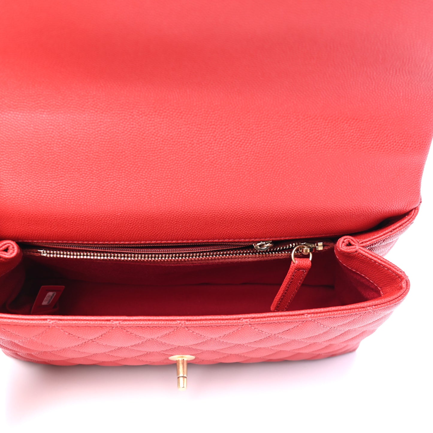 Caviar Lizard Embossed Quilted Small Coco Handle Flap Red