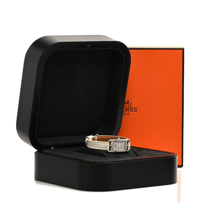 Hermes Stainless Steel Alligator Diamond 17mm Nantucket Jete De Diamants Quartz Watch Blanc 5 of 5